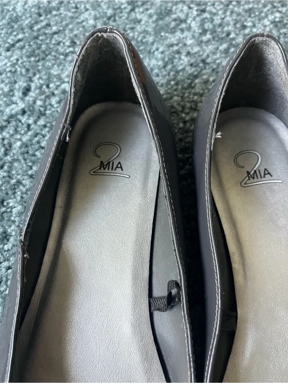 MIA Women's Pointed Patent Flats in Charcoal Gray